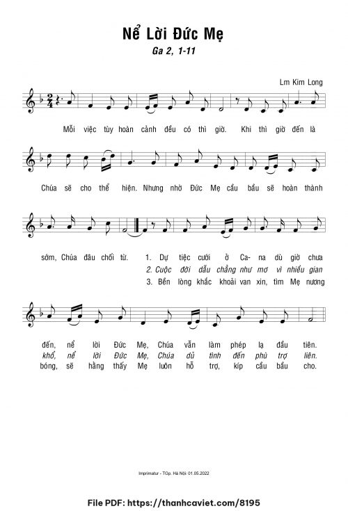 Nể lời Đức Mẹ - Lm. Kim Long - trang 1