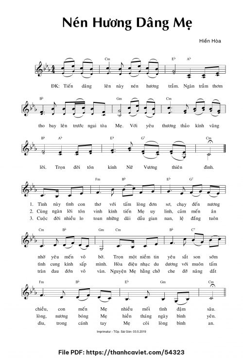 Nén hương dâng Mẹ - Sr. Hiền Hòa - trang 1