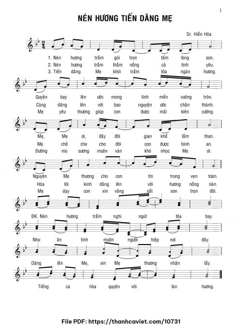 Nén hương tiến dâng Mẹ - Sr. Hiền Hòa - trang 1
