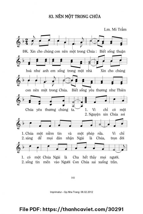 Nên một trong Chúa - Lm. Mi Trầm - trang 1