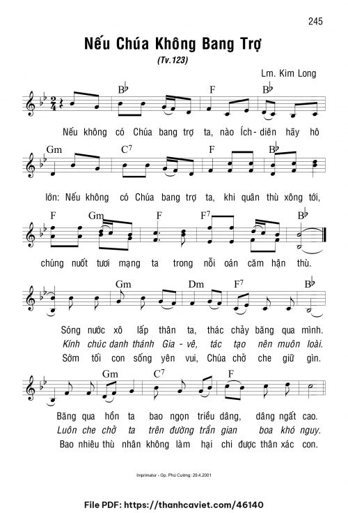 Nếu Chúa không bang trợ - Lm. Kim Long - trang 1