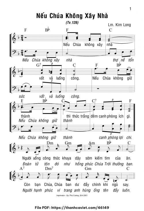 Nếu Chúa không xây nhà - Lm. Kim Long - trang 1