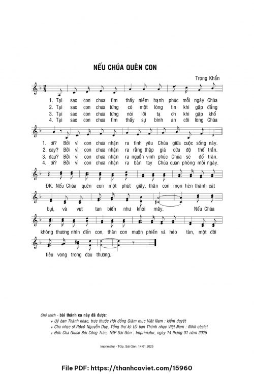 Nếu Chúa quên con - Lm. Trọng Khẩn - trang 1