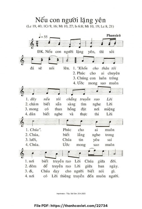 Nếu con người lặng yên - Phanxicô - trang 1