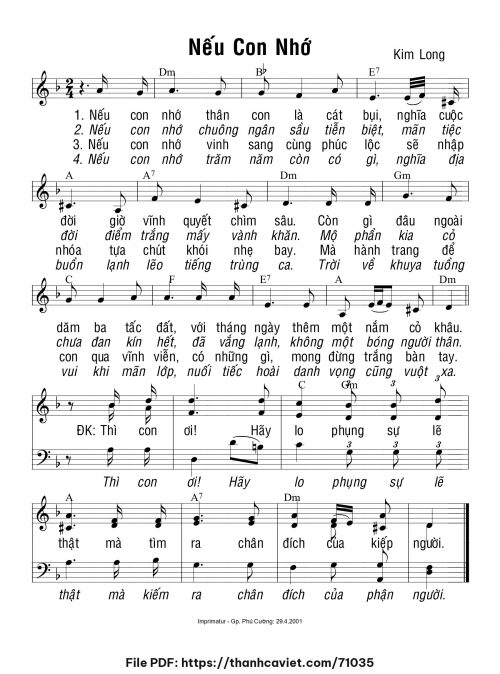 Nếu con nhớ - Lm. Kim Long - trang 1