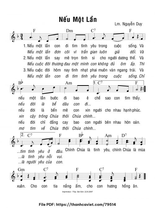 Nếu một lần - Lm. Nguyễn Duy - trang 1