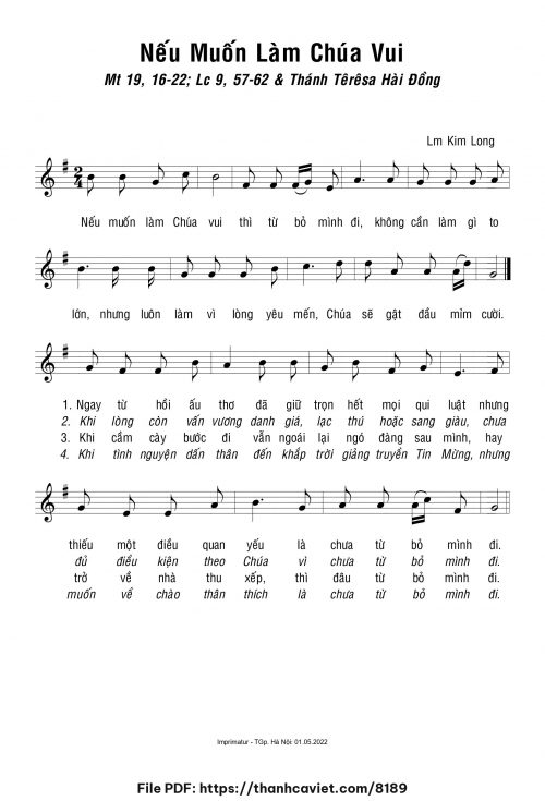 Nếu muốn làm Chúa vui - Lm. Kim Long - trang 1