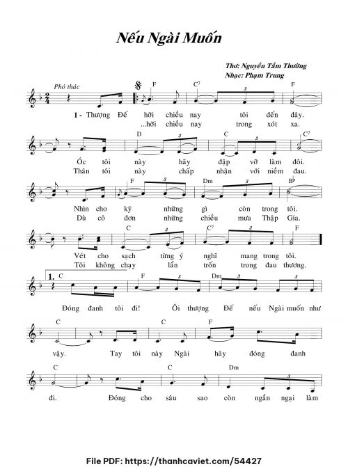 Nếu Ngài muốn - Phạm Trung - Thơ: Lm. Nguyễn Tầm Thường - trang 1