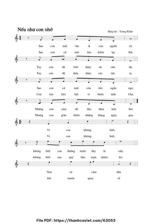 Nếu như con nhớ - Lm. Trọng Khẩn - trang 1