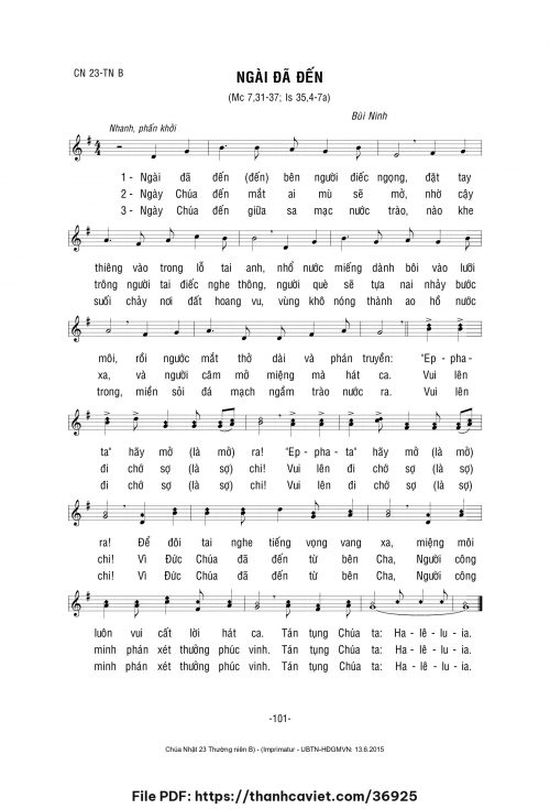 Ngài đã đến - Lm. Bùi Ninh - trang 1