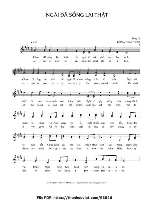 Ngài đã sống lại thật - Hưng Ca - trang 1