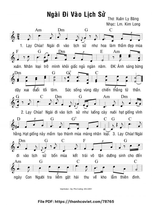 Ngai đi vào lịch sử - Lm. Kim Long - ĐÔ. Xuân Ly Băng - trang 1