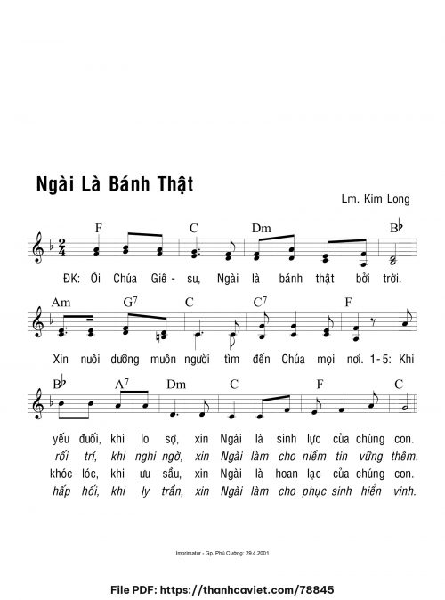 Ngài là bánh thật - Lm. Kim Long - trang 1