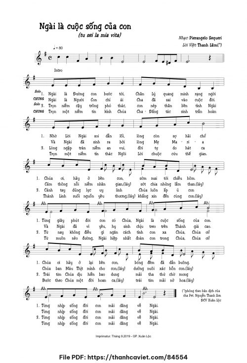 Ngài là cuộc sống của con - Thanh Lâm (Song Mộc) - trang 1