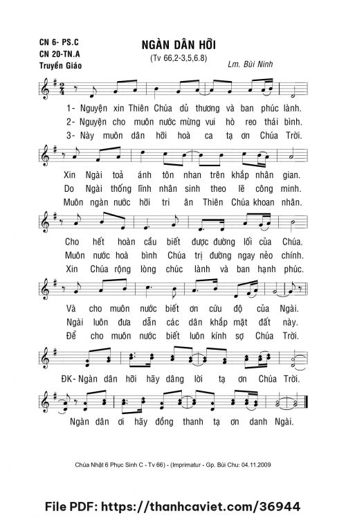 Ngàn dân hỡi - Lm. Bùi Ninh - trang 1