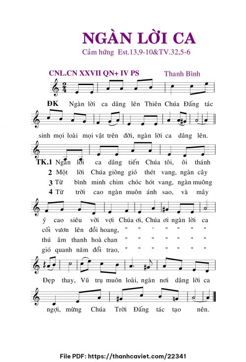 Ngàn lời ca - Lm. Thanh Bình - trang 1