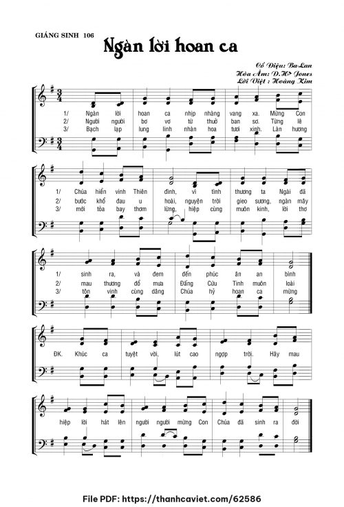 Ngàn lời hoan ca - Lm. Hoàng Kim (Nhạc Ngoại, lời Việt) - trang 1