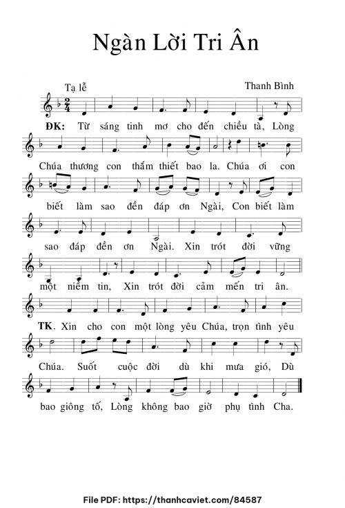 Ngàn lời tri ân - Lm. Thanh Bình - trang 1