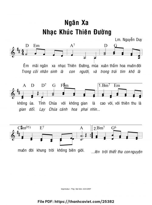 Ngân xa nhạc khúc thiên đường - Lm. Nguyễn Duy - trang 1