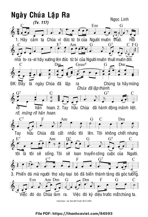 Ngày Chúa lập ra - Ngọc Linh - trang 1