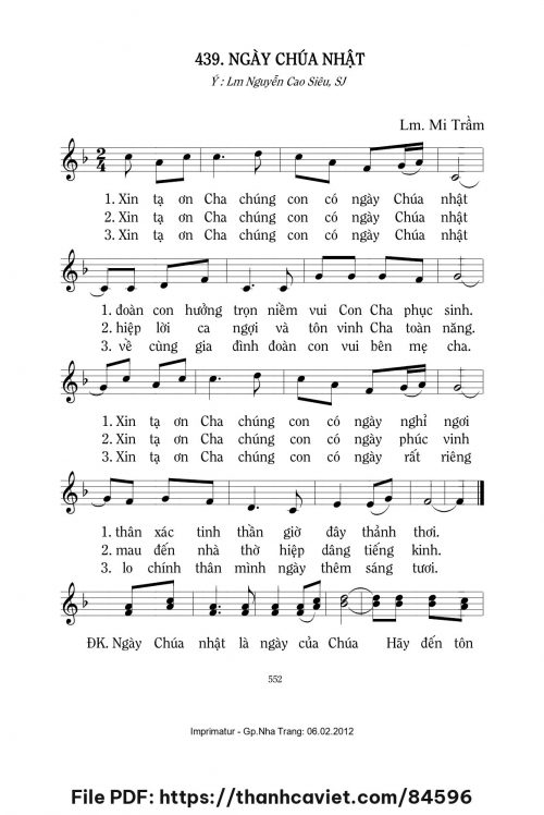 Ngày Chúa Nhật - Lm. Mi Trầm - trang 1