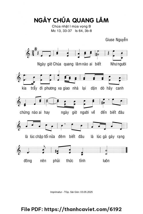 Ngày Chúa quang lâm - Giuse Nguyễn - trang 1