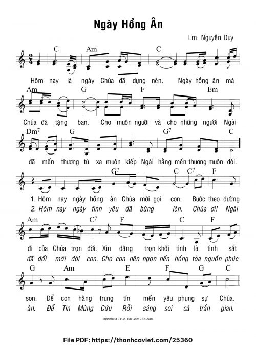 Ngày hồng ân - Lm. Nguyễn Duy - trang 1