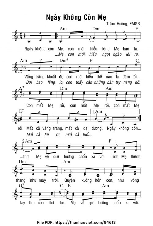Ngày không còn mẹ - Sr. Trầm Hương - trang 1