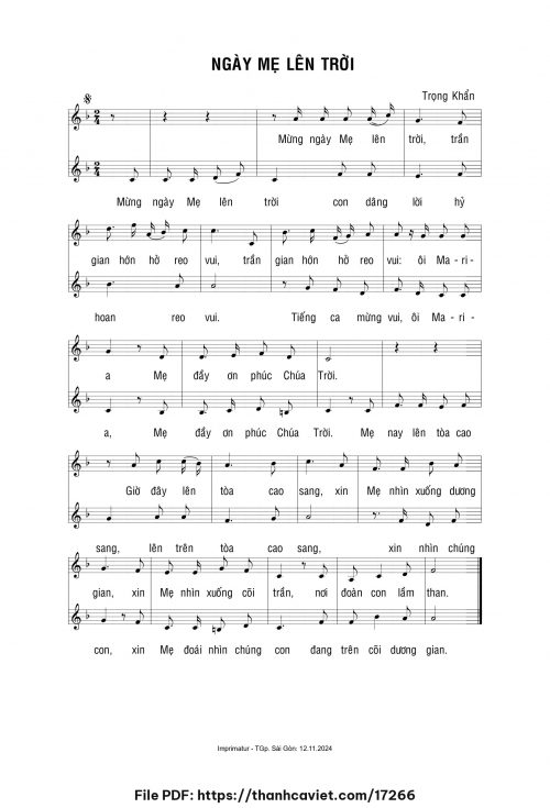 Ngày Mẹ lên trời - Lm. Trọng Khẩn - trang 1