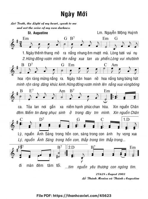 Ngày mới - Lm. Nguyễn Mộng Huỳnh - trang 1