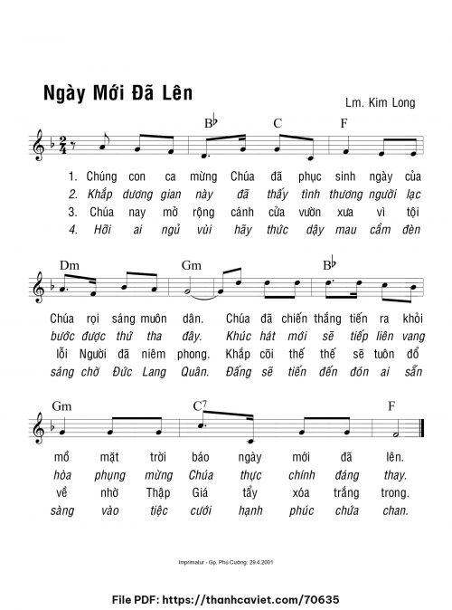 Ngày mới đã lên - Lm. Kim Long - trang 1