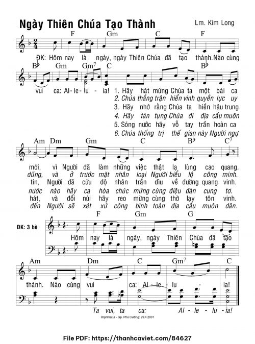 Ngày Thiên Chúa tạo thành - Lm. Kim Long - trang 1