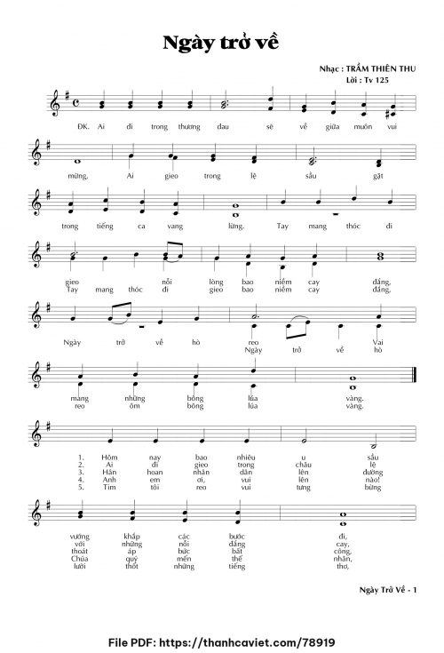 Ngày trở về - Trầm Thiên Thu - trang 1