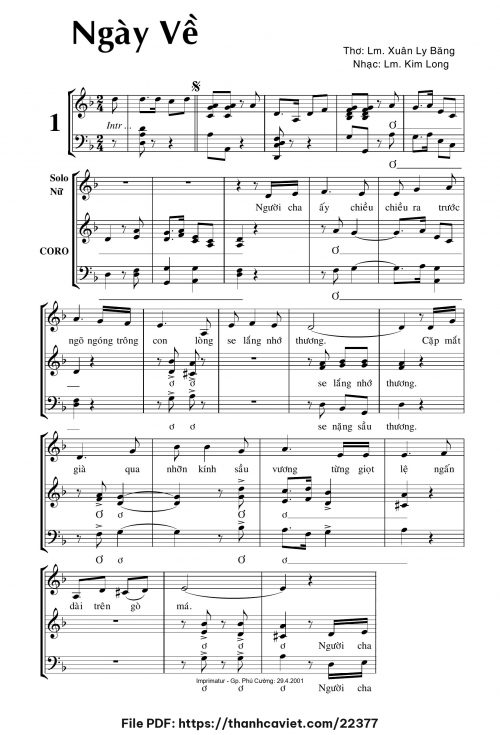 Ngày về - Lm. Kim Long - ĐÔ. Xuân Ly Băng - trang 1