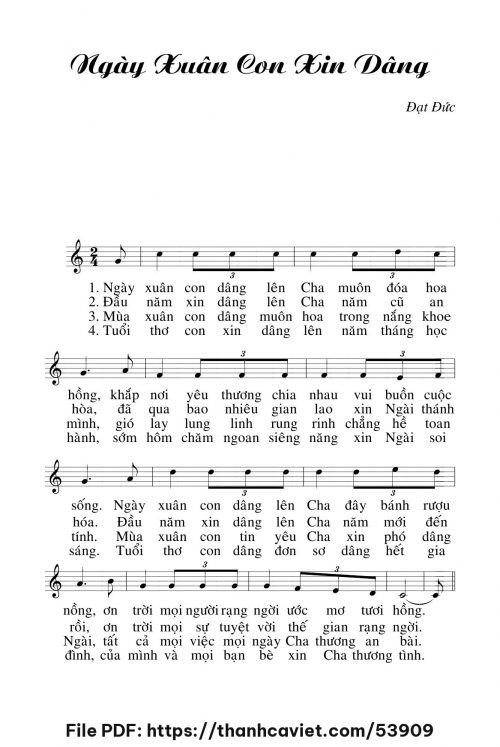 Ngày xuân con xin dâng - Đạt Đức - trang 1