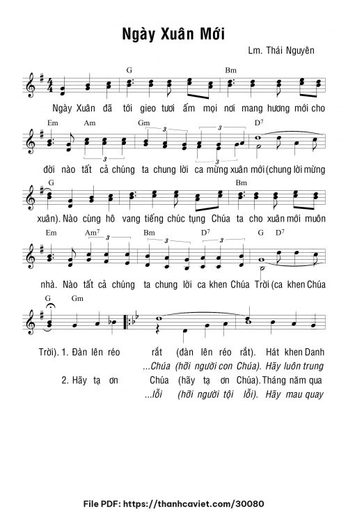 Ngày xuân mới - Lm. Thái Nguyên - trang 1