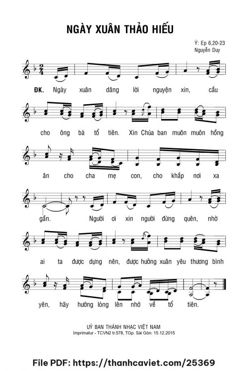 Ngày xuân thảo hiếu - Lm. Nguyễn Duy - trang 1