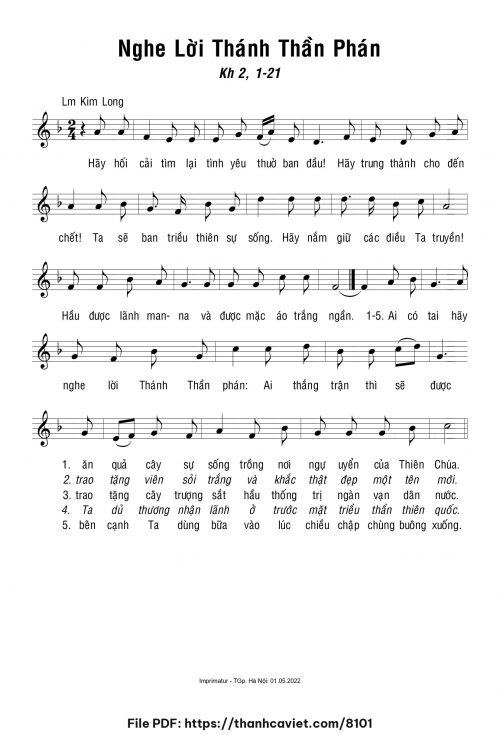 Nghe lời Thánh Thần phán - Lm. Kim Long - trang 1