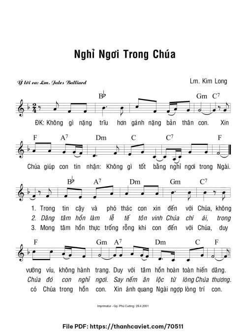 Nghỉ ngơi trong Chúa - Lm. Kim Long - trang 1