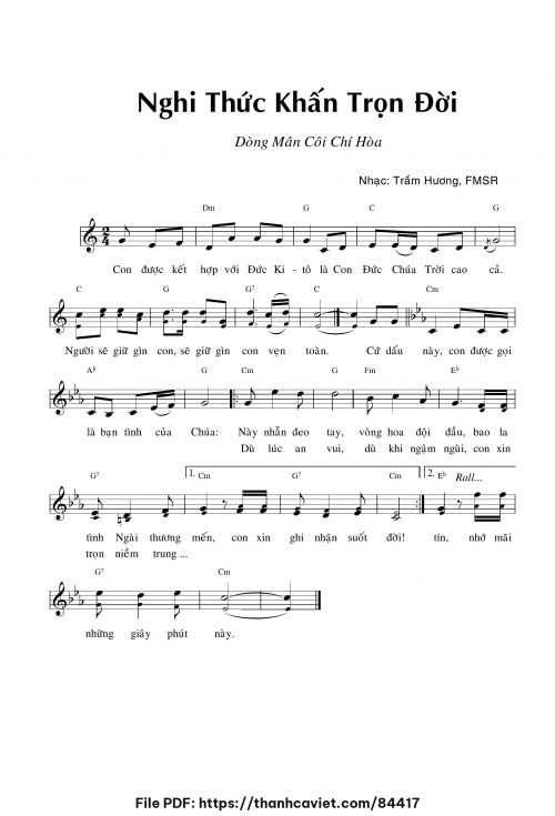 Nghi thức khấn trọn đời - Sr. Trầm Hương - trang 1
