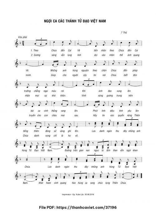 Ngợi ca Các Thánh Tử Đạo Việt Nam - 7 Thứ - trang 1