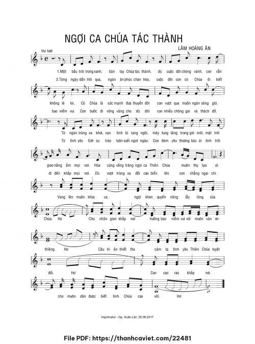 Ngợi ca Chúa tác thành - Lm. Lâm Hoàng Ân - trang 1