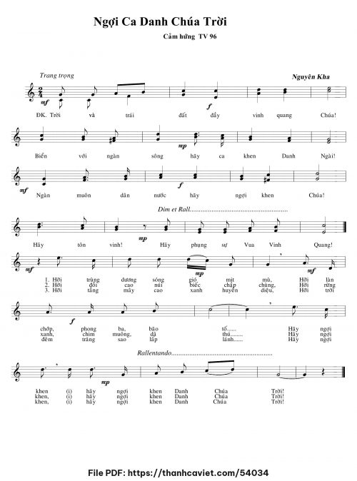 Ngợi ca danh Chúa Trời - Nguyên Kha - trang 1