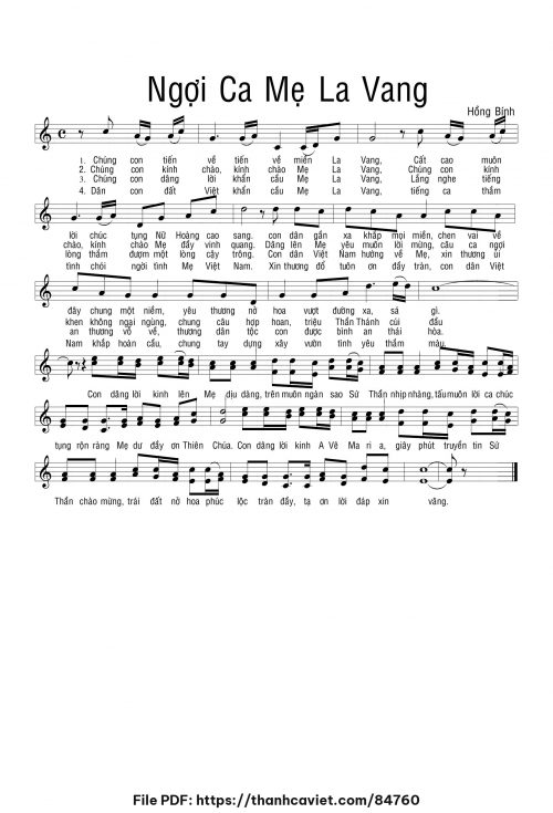 Ngợi ca Mẹ La Vang - Hồng Bính - trang 1