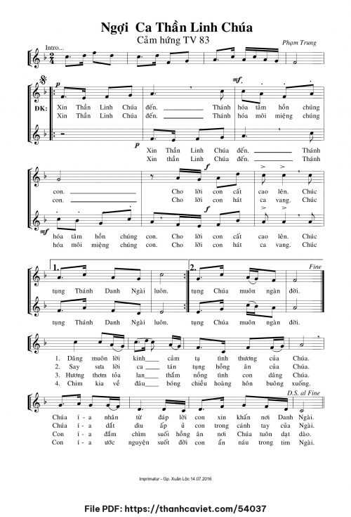 Ngợi ca Thần Linh Chúa - Phạm Trung - trang 1