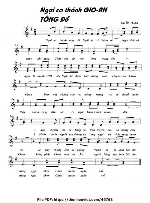 Ngọi ca thánh Gioan Tông đồ - Lê Ân Thiên - trang 1