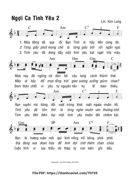 Ngợi ca tình yêu 2 - Lm. Kim Long - trang 1