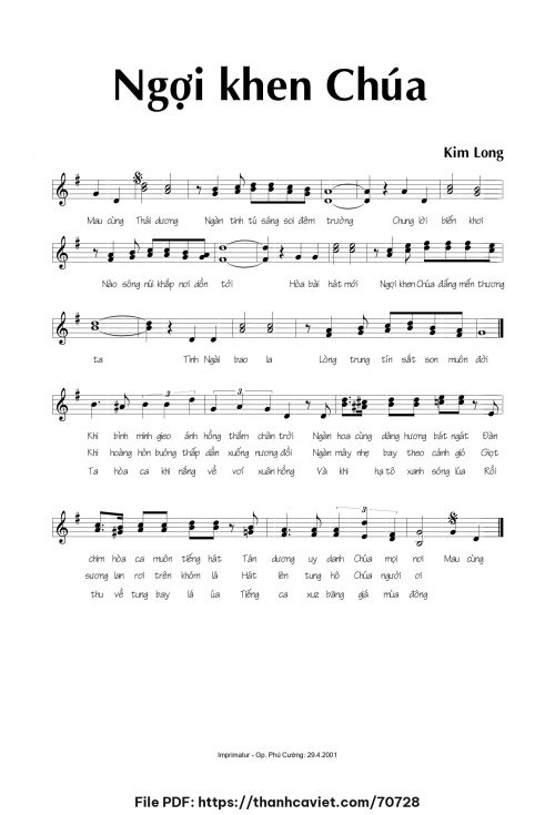 Ngợi khen Chúa - Lm. Kim Long - trang 1