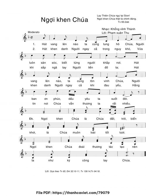 Ngợi khen Chúa - Khổng Vĩnh Thành - Lời: Phạm Xuân Thu - trang 1