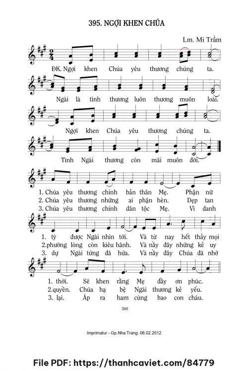 Ngợi khen Chúa - Lm. Mi Trầm - trang 1